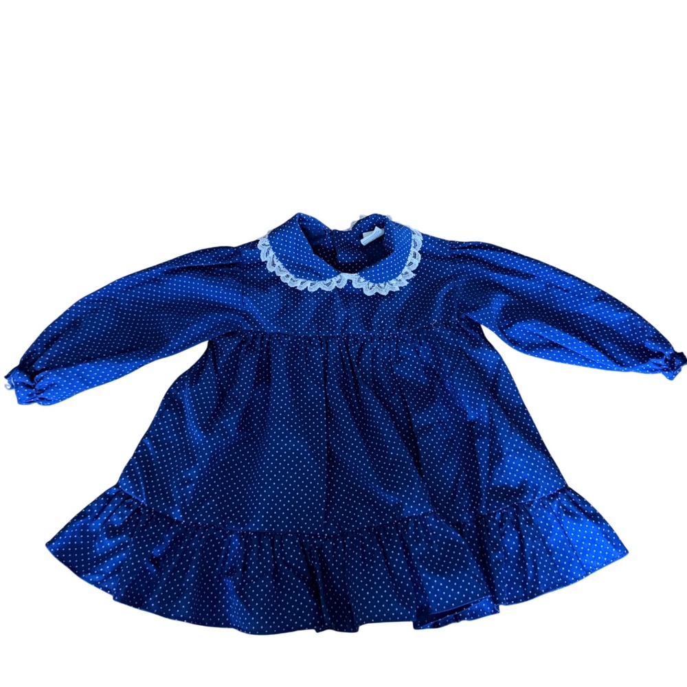 Vintage Baby Polka Dot Lace Detail Dress Size 12 Months